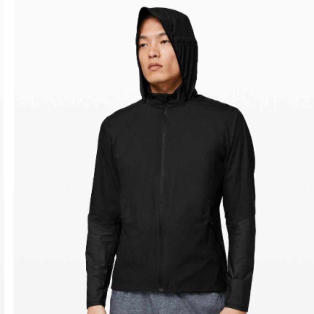 Lululemon Men's Active Jacket Black Lightweight Medium Water Wind Resistant